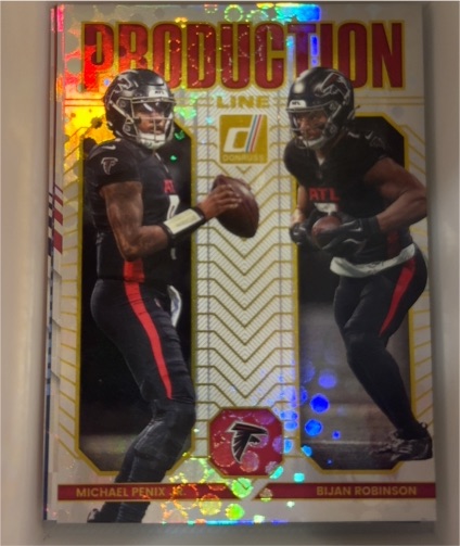 2025 Panini Donruss #7 Michael Penix Jr. / Bijan Robinson Production Line — front