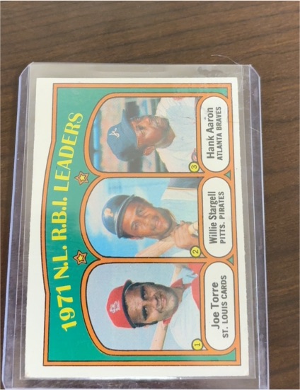 1972 Topps #87 NL RBI Leaders Joe Torre, Willie Stargell, Hank Aaron — front