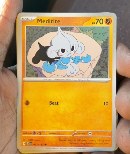 2024 Pokemon Scarlet & Violet Stellar Crown #077 Meditite — front