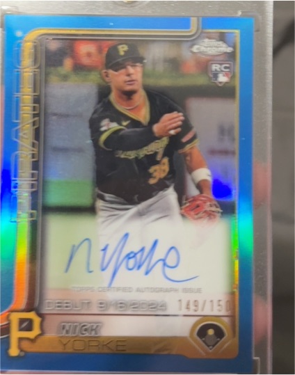 2025 Topps Chrome Update #CRDA-NY Nick Yorke Rookie Debut Autographs — front