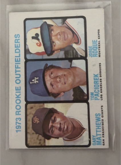 1973 Topps #606 1973 Rookie Outfielders Gary Matthews / Tom Paciorek / Jorge Roque — front