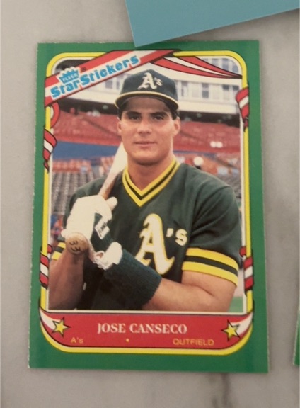 1987 Fleer Star Stickers #19 Jose Canseco — front