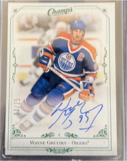 2020 Upper Deck Clear Cut Champs Green Auto #C-WG Wayne Gretzky — front