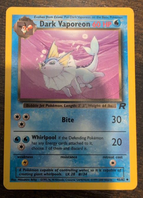 2000 Team Rocket #45 Dark Vaporeon — front