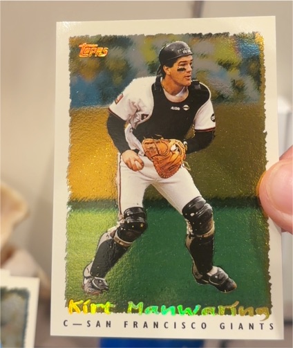 1995 Topps CyberStats #120 Kirt Manwaring — front