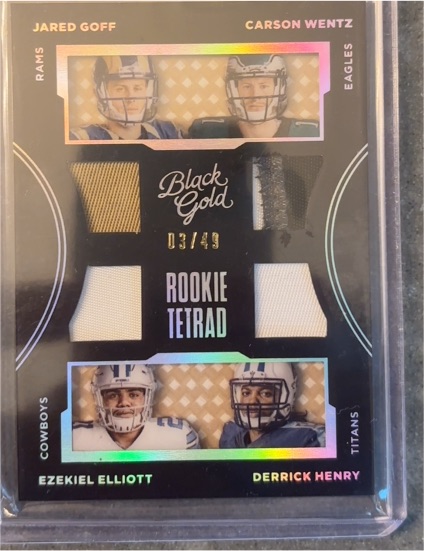 2016 Panini Black Gold #RT3 Rookie Tetrad Jared Goff / Carson Wentz / Ezekiel Elliott / Derrick Henry — front