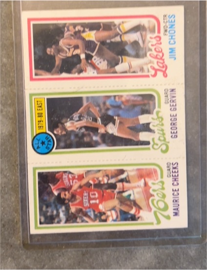 1980 Topps #136 Maurice Cheeks / George Gervin / Jim Chones — front