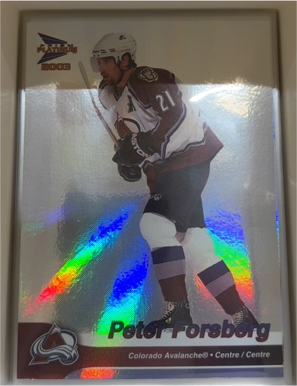 2002-03 Pacific Prism Platinum McDonald's #8 Peter Forsberg Colorado Avalanche — front