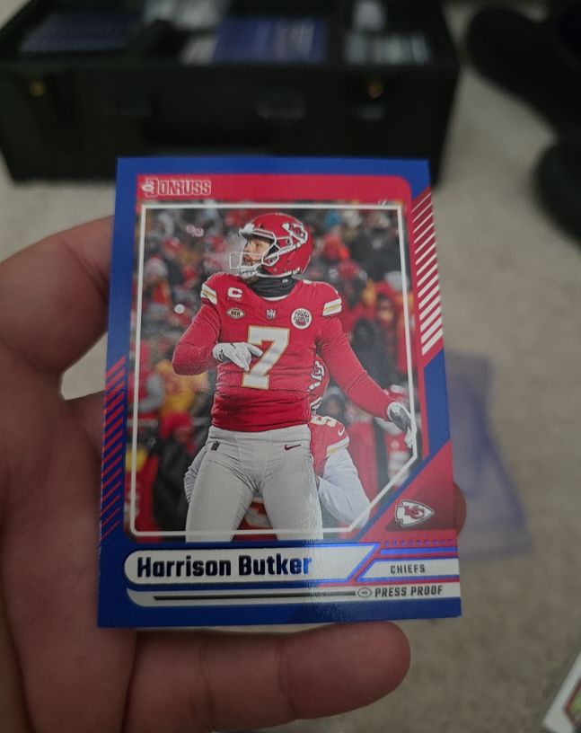 2024 Donruss #239 Harrison Butker Press Proof Blue — front