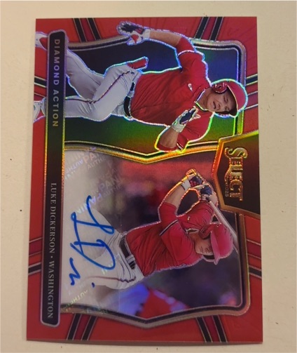 2025 Panini Select #DAS-LD Luke Dickerson Diamond Action Orange Prizm Auto — front