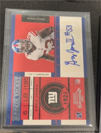 2011 Playoff Contenders #134 Greg Jones Rookie Ticket Auto — front