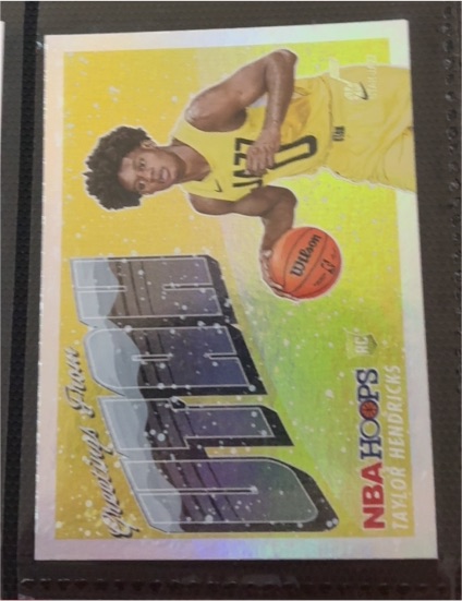 2023-24 Panini NBA Hoops Winter Rookie Greetings #15 Taylor Hendricks — front