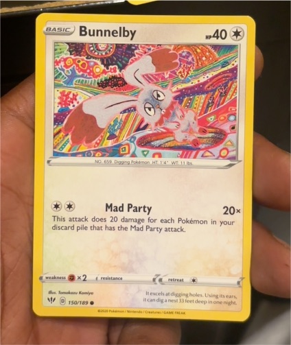 2020 Pokémon Sword & Shield Darkness Ablaze #150 Bunnelby — front