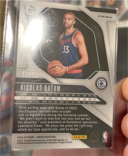 2024-25 Panini Prizm #177 Nicolas Batum — front