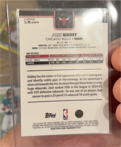 2024-25 Topps Chrome #216 Josh Giddey — front