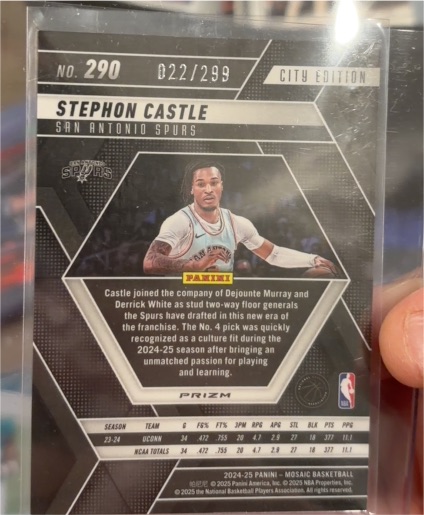 2024-25 Panini Mosaic City Edition #290 Stephon Castle — front