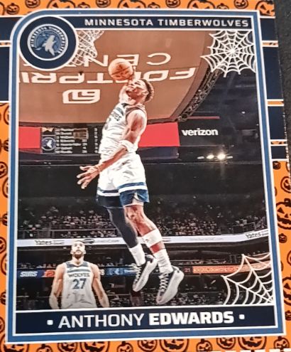 2024-25 Panini Haunted Hoops Orange Pumpkins #137 Anthony Edwards — front