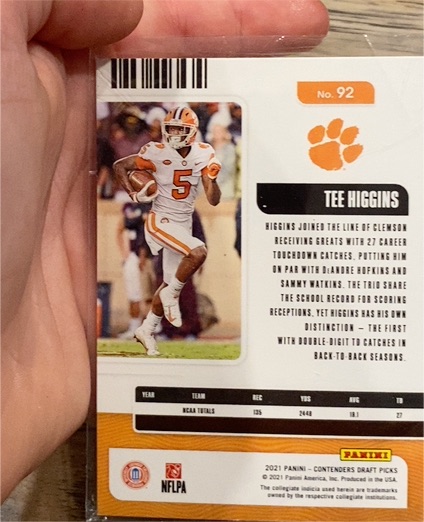 2021 Panini Contenders Draft Picks #92 Tee Higgins — front