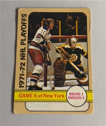 1972-73 O-Pee-Chee #63 1971-72 NHL Playoffs Game 6 Bruins at Rangers — front