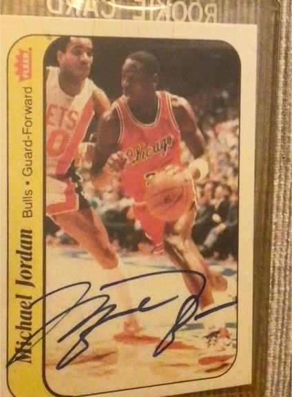 1986 Fleer Sticker #8 Michael Jordan Rookie Card — front