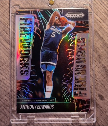 2024-25 Panini Prizm Black #8 Anthony Edwards Fireworks Silver — front