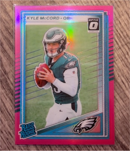 2025 Panini Donruss Optic #325 Kyle McCord Rated Rookie Pink Prizm — front