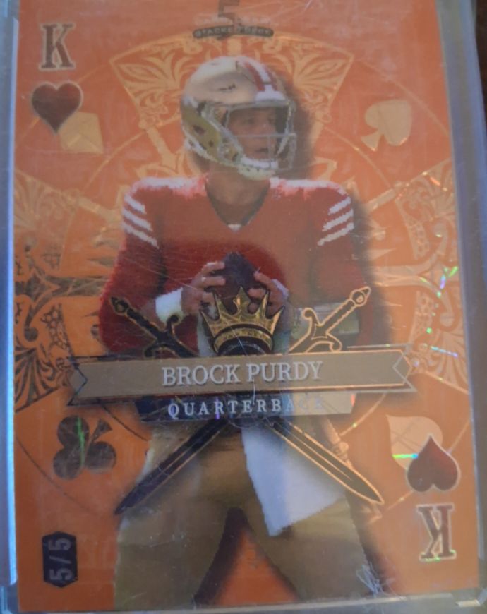 2024 Wild Card 5 Card Draw Stacked Deck King of Hearts Brock Purdy — front