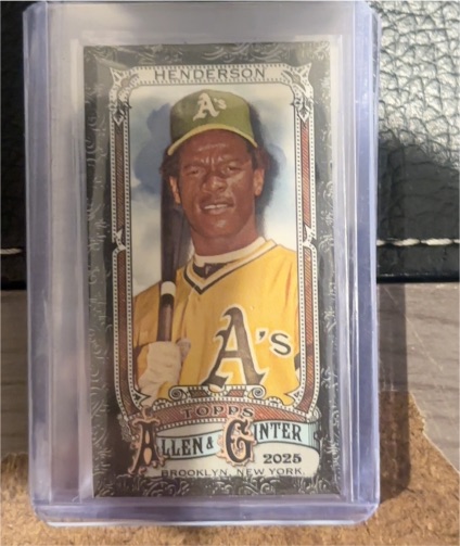 2025 Topps Allen & Ginter #25 Rickey Henderson Mini Black Border — front