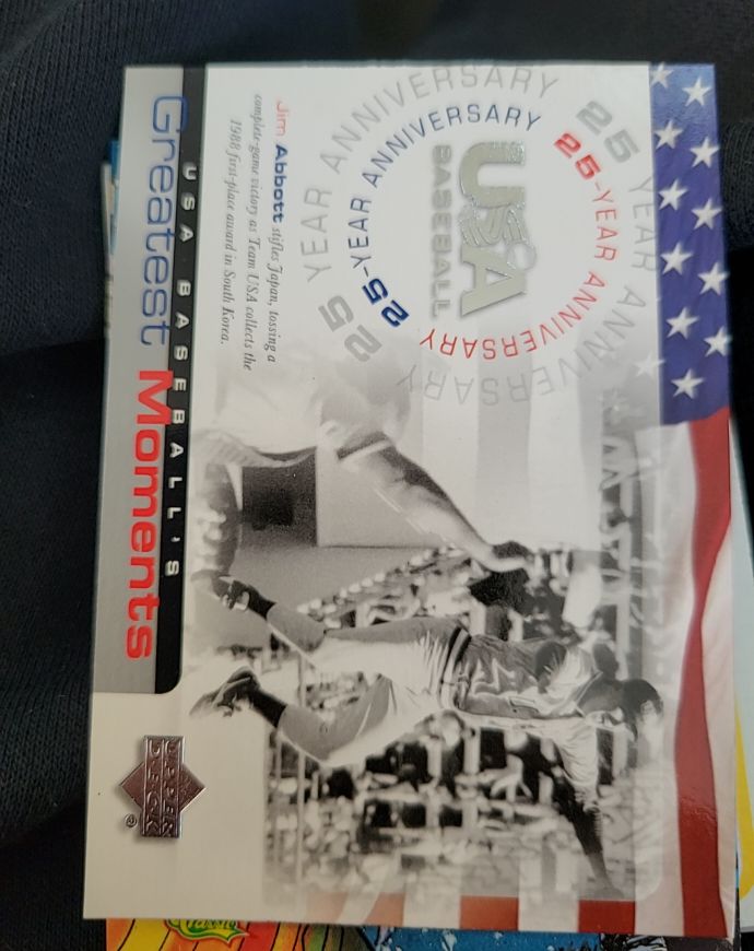 2004 Upper Deck USA Baseball 25th Anniversary #USA-189 Jim Abbott Greatest Moments — front