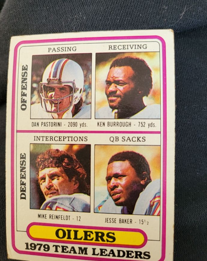 1980 Topps #432 Houston Oilers Team Leaders Dan Pastorini Ken Burrough Mike Reinfeldt Jesse Baker — front