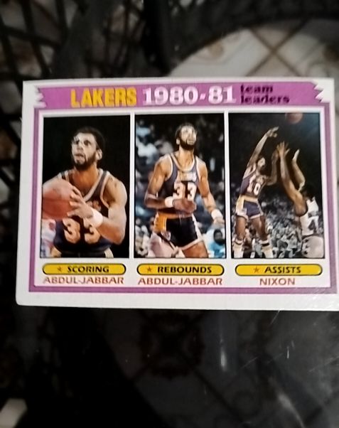 1981 Topps #55 Lakers Team Leaders Kareem Abdul-Jabbar Norm Nixon — front