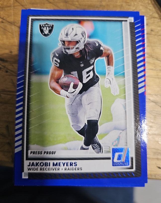 2025 Panini Donruss #99 Jakobi Meyers Press Proof Blue — front
