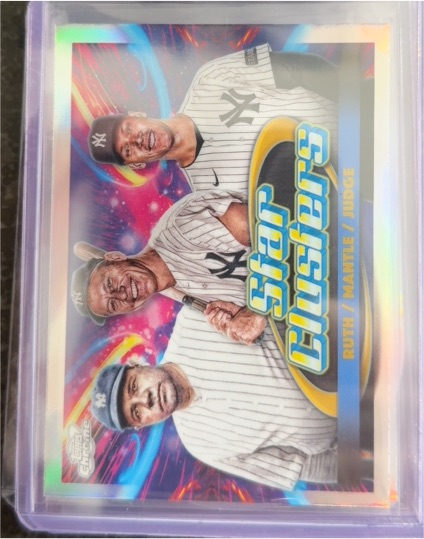 2025 Topps Chrome Cosmic #TSC-2 Babe Ruth / Mickey Mantle / Aaron Judge Star Clusters — front