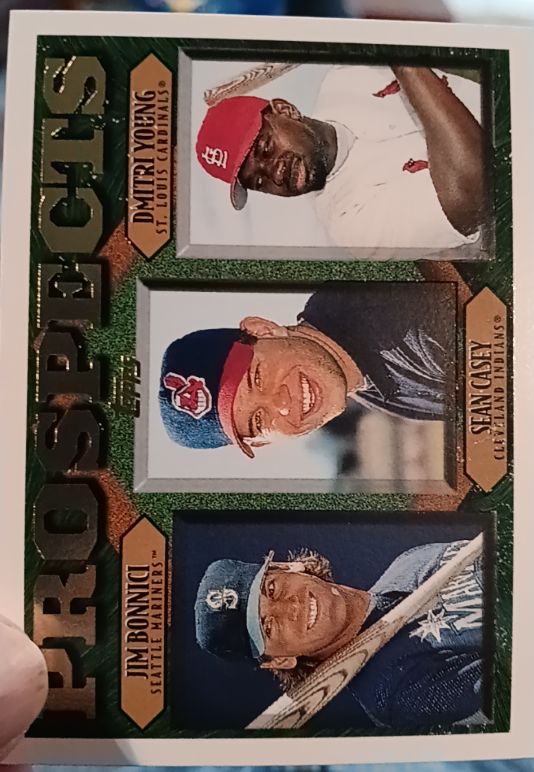 1997 Topps #202 Jim Bonnici / Sean Casey / Dmitri Young — front