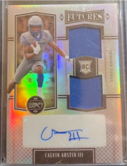 2022 Panini Legacy Futures Dual Patch Autographs Calvin Austin III RC — front