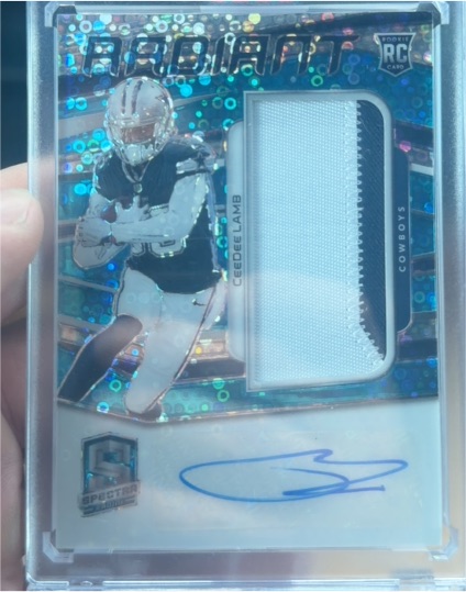 2020 Panini Spectra Radiant Rookie Patch Auto #18 CeeDee Lamb — front