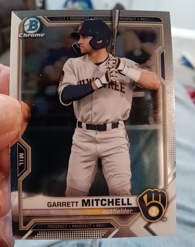 2021 Bowman Chrome #BCP-129 Garrett Mitchell — front