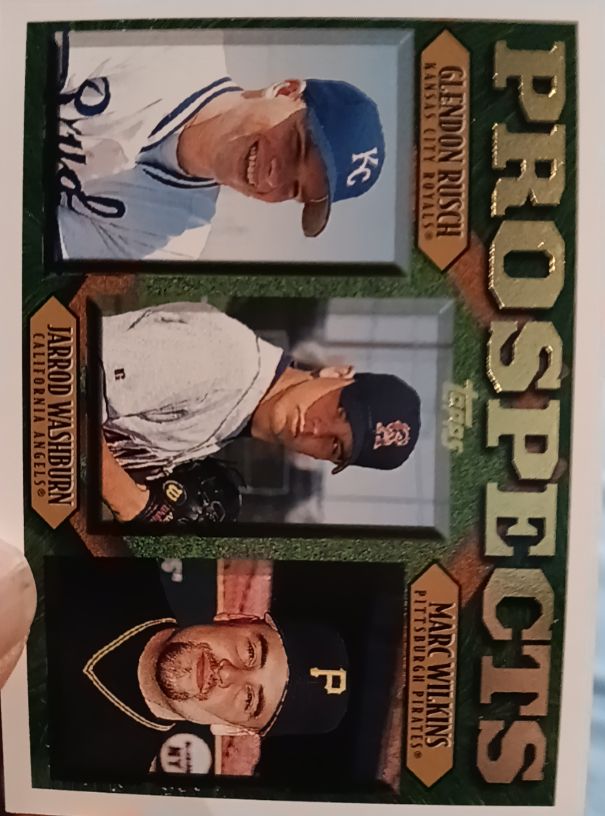 1997 Topps Prospects #207 Glendon Rusch / Jarrod Washburn / Marc Wilkins — front