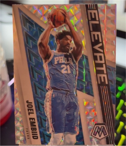 2021-22 Panini Mosaic #21 Joel Embiid Elevate Mosaic — front