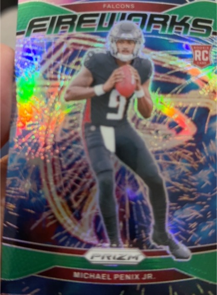 2024 Panini Prizm Fireworks Green #16 Michael Penix Jr. — front