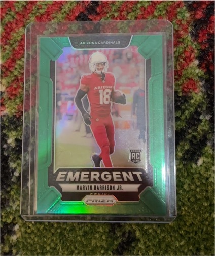 2024 Panini Prizm #5 Marvin Harrison Jr. Emergent Green Prizm Rookie Card — front