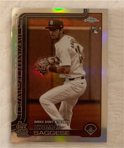 2025 Topps Chrome Update #USC157 Thomas Saggese Sepia Refractor Rookie Debut — front