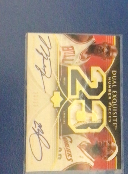 2007-08 Upper Deck Exquisite Collection Dual Exquisite Number Pieces #23 Michael Jordan LeBron James — front