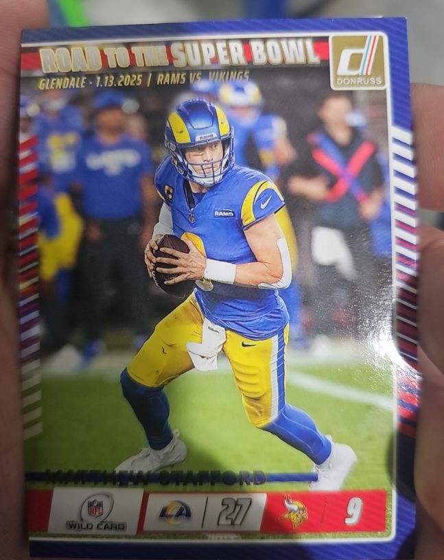 2025 Donruss #6 Matthew Stafford Road to the Super Bowl Wild Card — front
