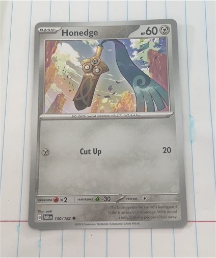 2023 Pokémon Scarlet & Violet Paradox Rift #130 Honedge — front