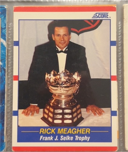 1990-91 Score #359 Rick Meagher Frank J. Selke Trophy — front