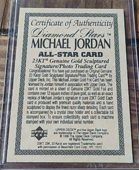 1995 Upper Deck Diamond Stars Michael Jordan 23KT Gold Sculptured All-Star Card — front