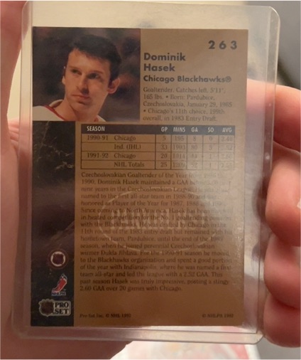 1990-91 Pro Set #263 Dominik Hasek — front