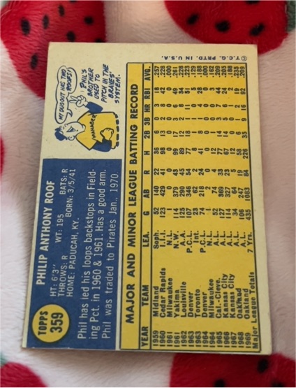 1970 Topps #359 Philip Anthony Roof — front
