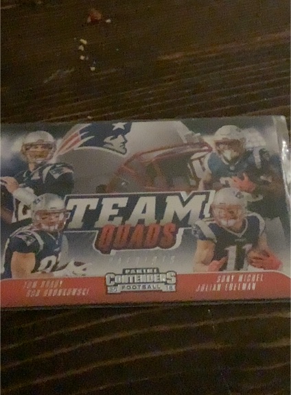 2018 Panini Contenders Team Quads #TQ-1 Tom Brady Rob Gronkowski Sony Michel Julian Edelman — front